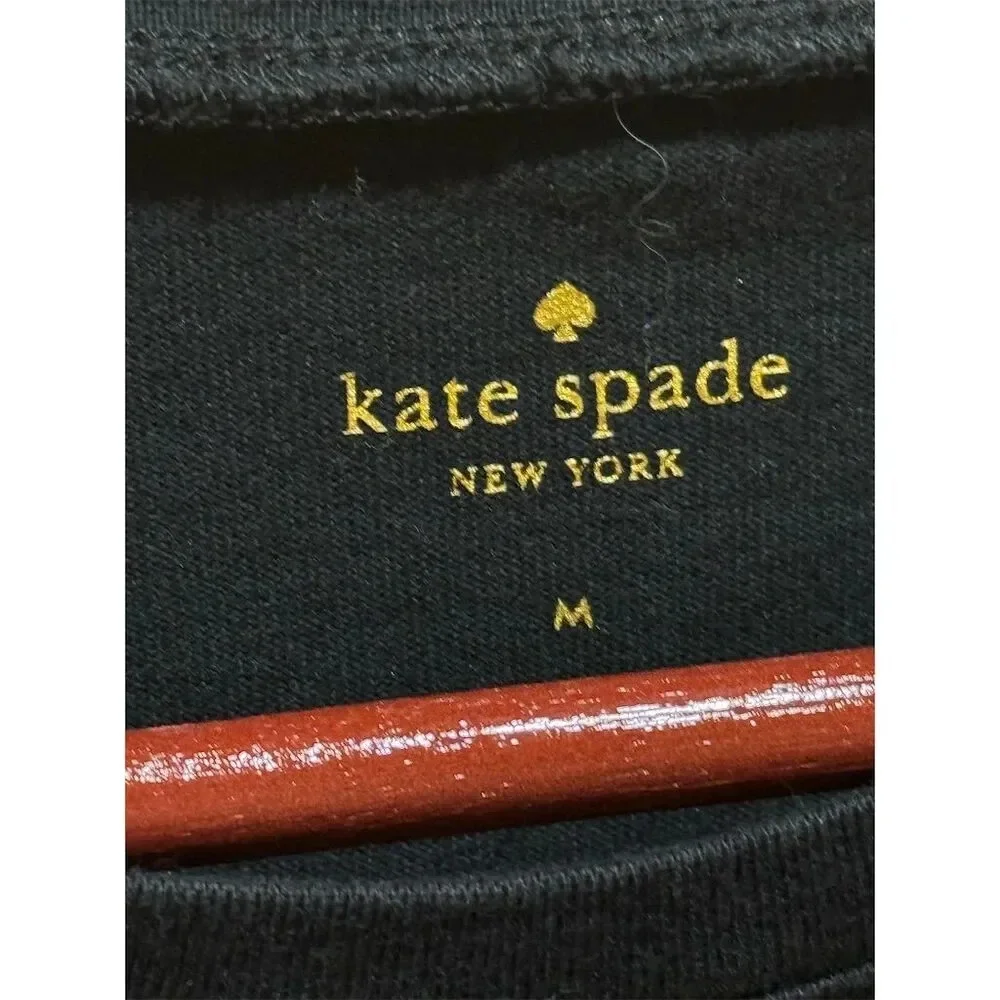 Kate Spade New York‎ Black Studded Peplum Hem Top Short Sleeve Women's M